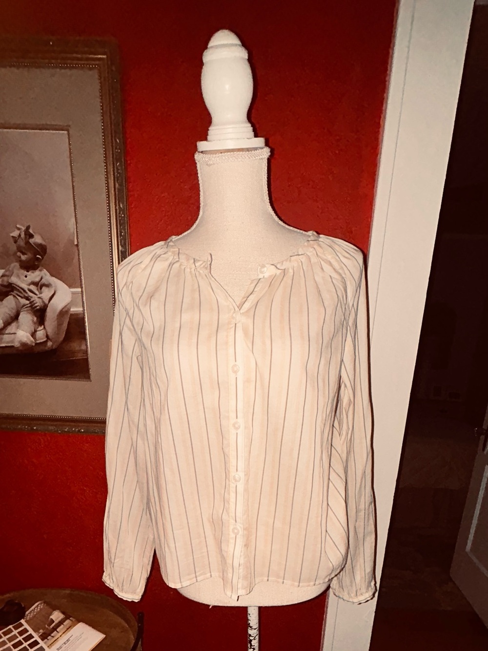Banana Republic Cream Striped Button-Down Blouse size xs never worn